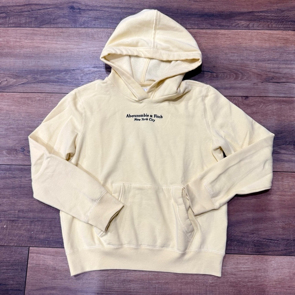 abercrombie kids pale yellow hooded sweatshirt